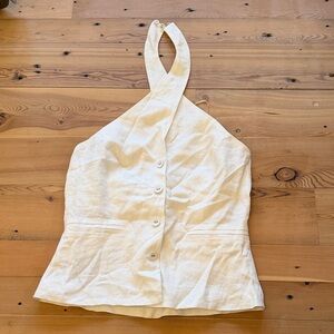 Reformation Linen Tate Cross Neck tank top